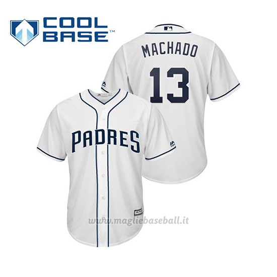 Maglia Baseball Bambino San Diego Padres Manny Machado Cool Base Majestic 1ªBianco